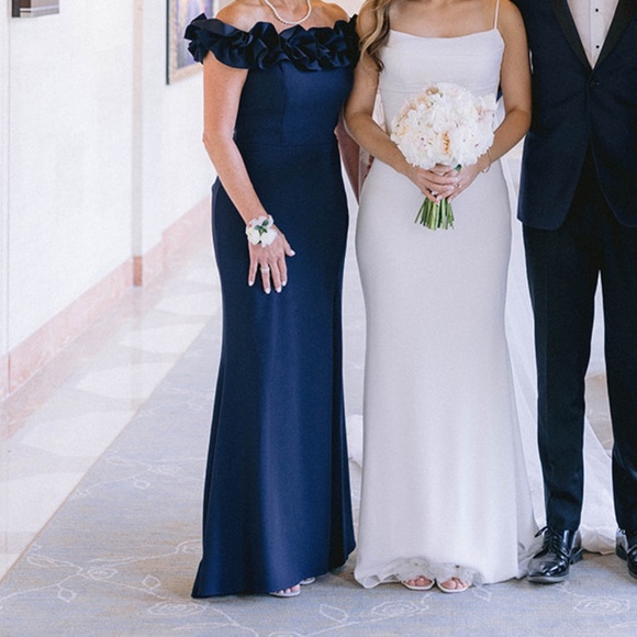 AQUA Ruffled Off the Shoulder Formal Dress - Picture 2 of 4